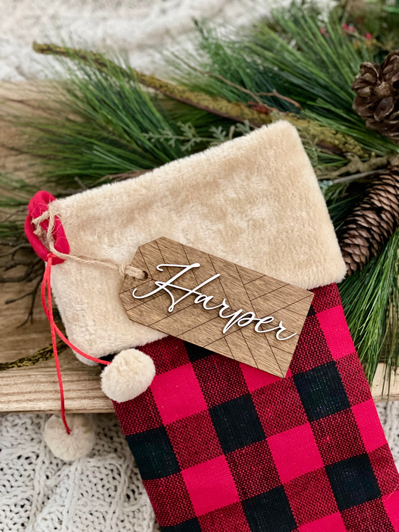 Double Layered Stocking Name Tag