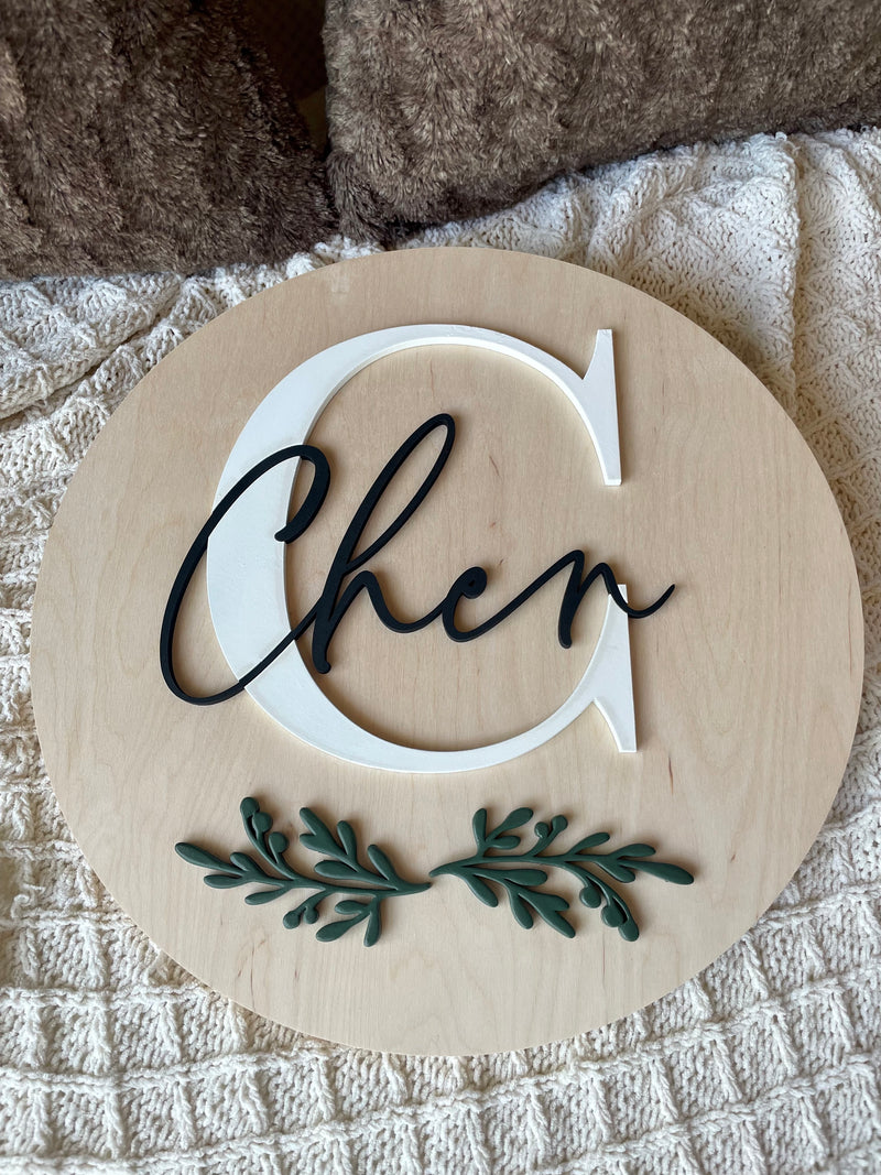 Round Initial Family Name Sign